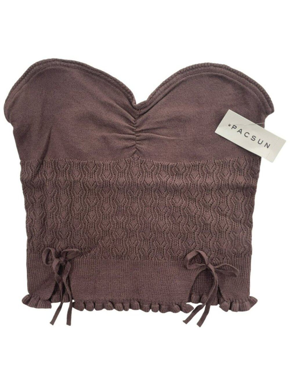 Pacsun Beverly And Beck Brown Knit Strapless Tube Top Lace-Up Hem Sz Medium NWT